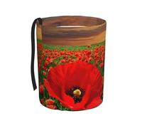 Poadnly Campo de amapolas al atardecer,Cubo de basura colgante para coche, resistente al agua, ideal para acampar y viajar.
