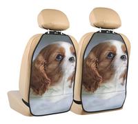 Poadnly Cara de Cavalier King Charles Spaniel,Paquete de 2 alfombrillas protectoras para asiento trasero de coche, organizador duradero para asiento trasero.