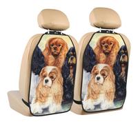 Poadnly Cavalier King Charles Spaniel dorado negro,Paquete de 2 alfombrillas protectoras para asiento trasero de coche, organizador duradero para asiento trasero.