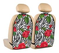 Poadnly Cebra animal con flor roja,Paquete de 2 alfombrillas protectoras para asiento trasero de coche, organizador duradero para asiento trasero.