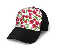 Poadnly Cerezas Rojas Impresas,Gorra de béisbol clásica Ajustable, Gorra de papá, Gorra de Camionero Unisex.