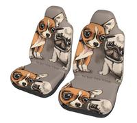 Poadnly Chihuahua Bulldog Lindo Perro Pug Mascota Animal Amigos Cachorro Beige,Funda para Asiento de Coche Protectores para Asientos Delanteros de Coche, 2 Unidades