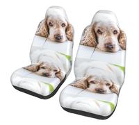 Poadnly Cocker Spaniel Spaniel Marrón Perros Tristes Perros Mascotas,Funda para Asiento de Coche Protectores para Asientos Delanteros de Coche, 2 Unidades