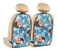 Poadnly Coco tropical sobre azul,Paquete de 2 alfombrillas protectoras para asiento trasero de coche, organizador duradero para asiento trasero.