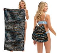 Poadnly Código de programación del Programador, Bolsa con Toalla Plegable 2 en 1, Toallas de Playa con Mochila de cordón para Viajes, Vacaciones y Acampada