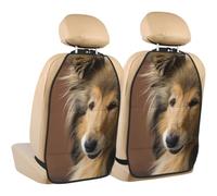 Poadnly Collie de pelo largo Lassie Perros Perros grandes y esponjosos Mascotas,Paquete de 2 alfombrillas protectoras para asiento trasero de coche, organizador duradero para asiento trasero.