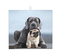 Poadnly Conceptos de Amistad Entre Perros Cane Corso y Pug,Alfombrillas absorbentes para secar Platos, para encimera de Cocina, 41 x 46 cm