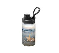 Poadnly Concha de estrella de mar Sunny Beach,Botella de agua aislada de 12 oz, taza de café de acero inoxidable, termo al vacío, botella de agua