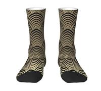 Poadnly Conchas marinas Art Déco con escamas doradas y champán negro,Calcetines de compresión deportivos unisex Medias para adultos.