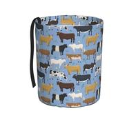 Poadnly Conjunto de toros y vacas, animales de granja, ganado, mamíferos,Cubo de basura colgante para coche, resistente al agua, ideal para acampar y viajar.