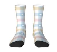 Poadnly Corazones en azul pastel y rosa,Calcetines de compresión deportivos unisex Medias para adultos.