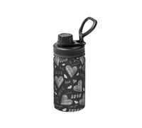Poadnly Corazones escritos a mano Palabras de amor,Botella de agua aislada de 12 oz, taza de café de acero inoxidable, termo al vacío, botella de agua