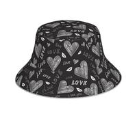 Poadnly Corazones Escritos a Mano Palabras de Amor,Sombrero Tipo Pescador para Adultos, Sombrero de Sol Reflectante para Correr de Noche, Gorra de Pescador