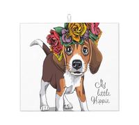 Poadnly Corona Floral para la Cabeza de Cachorro Beagle,Alfombrillas absorbentes para secar Platos, para encimera de Cocina, 41 x 46 cm