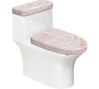 Poadnly Delicado mármol Rosa con imitación de Oro Rosa,Juego de 2 Tapas Reutilizables para Inodoro, Resistentes al Polvo y a Las Salpicaduras, Ideales para el baño.