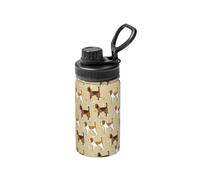 Poadnly Dibujos animados de un lindo y astuto beagle como mascota,Botella de agua aislada de 12 oz, taza de café de acero inoxidable, termo al vacío, botella de agua