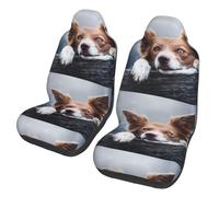 Poadnly Dios Bokeh de Border Collie Marrón con Ojos Amarillos,Funda para Asiento de Coche Protectores para Asientos Delanteros de Coche, 2 Unidades