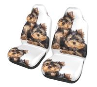 Poadnly Dos Cachorros de Yorkshire Terrier,Funda para Asiento de Coche Protectores para Asientos Delanteros de Coche, 2 Unidades