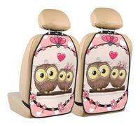Poadnly Dos lindos búhos de dibujos animados,Paquete de 2 alfombrillas protectoras para asiento trasero de coche, organizador duradero para asiento trasero.