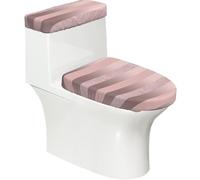 Poadnly Elegante Raya Rosa Rubor con Purpurina Oro Rosa,Juego de 2 Tapas Reutilizables para Inodoro, Resistentes al Polvo y a Las Salpicaduras, Ideales para el baño.