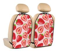 Poadnly Estampado de fresa rosa kawaii,Paquete de 2 alfombrillas protectoras para asiento trasero de coche, organizador duradero para asiento trasero.