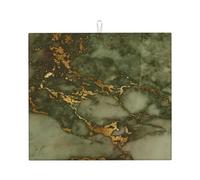 Poadnly Fiestas de Lujo en mármol Verde y Dorado,Alfombrillas absorbentes para secar Platos, para encimera de Cocina, 41 x 46 cm