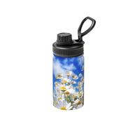 Poadnly Flor de margarita fragante,Botella de agua aislada de 12 oz, taza de café de acero inoxidable, termo al vacío, botella de agua
