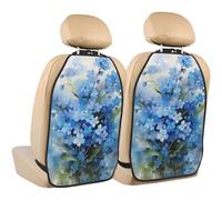 Poadnly Flores no me olvides en acuarela,Paquete de 2 alfombrillas protectoras para asiento trasero de coche, organizador duradero para asiento trasero.