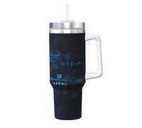 Poadnly Fórmulas brillantes de física matemática y química,Vaso Ice Bully de 40 oz con asa, tapa, pajita, de acero inoxidable, taza de café para coche.
