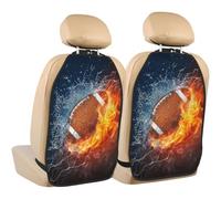 Poadnly Fútbol americano en fuego y agua,Paquete de 2 alfombrillas protectoras para asiento trasero de coche, organizador duradero para asiento trasero.