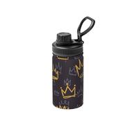 Poadnly Garabato de corona,Botella de agua aislada de 12 oz, taza de café de acero inoxidable, termo al vacío, botella de agua