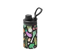Poadnly Garabato de verduras sobre fondo oscuro,Botella de agua aislada de 12 oz, taza de café de acero inoxidable, termo al vacío, botella de agua