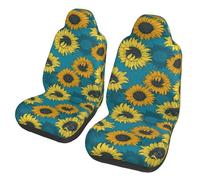 Poadnly Girasoles Amarillos sobre un Fondo Azul,Funda para Asiento de Coche Protectores para Asientos Delanteros de Coche, 2 Unidades