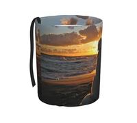 Poadnly Golden Retriever al atardecer,Cubo de basura colgante para coche, resistente al agua, ideal para acampar y viajar.