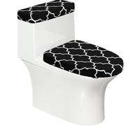 Poadnly Gran cuadrifolio Blanco sobre Fondo Negro,Juego de 2 Tapas Reutilizables para Inodoro, Resistentes al Polvo y a Las Salpicaduras, Ideales para el baño.