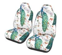 Poadnly Hermosa impresión de Flores de Pavo Real,Funda para Asiento de Coche Protectores para Asientos Delanteros de Coche, 2 Unidades