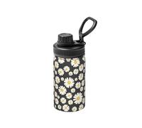 Poadnly Hermosas margaritas blancas,Botella de agua aislada de 12 oz, taza de café de acero inoxidable, termo al vacío, botella de agua