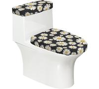 Poadnly Hermosas Margaritas Blancas,Juego de 2 Tapas Reutilizables para Inodoro, Resistentes al Polvo y a Las Salpicaduras, Ideales para el baño.