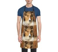 Poadnly Hermoso perro de raza Sheltie,Delantales de cocina con bolsillos para mujeres y hombres, delantal de chef ajustable e impermeable.