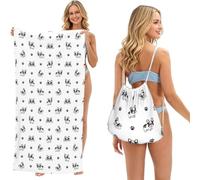 Poadnly Huella de Bulldog francés, Bolsa con Toalla Plegable 2 en 1, Toallas de Playa con Mochila de cordón para Viajes, Vacaciones y Acampada