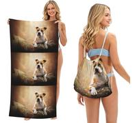 Poadnly Impresión de American Staffordshire Terrier, Bolsa con Toalla Plegable 2 en 1, Toallas de Playa con Mochila de cordón para Viajes, Vacaciones y Acampada