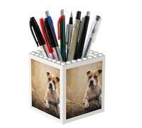 Poadnly Impresión de American Staffordshire Terrier, Portalápices para oficina, hogar y escuela, organizador de escritorio compacto para material de oficina.