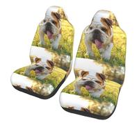 Poadnly Impresión de Lindo Cachorro de Bulldog,Funda para Asiento de Coche Protectores para Asientos Delanteros de Coche, 2 Unidades