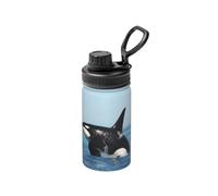 Poadnly Impresión de orca,Botella de agua aislada de 12 oz, taza de café de acero inoxidable, termo al vacío, botella de agua