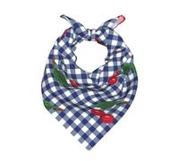 Poadnly Imprimir cerezas en cuadros azules,Bufanda tipo bandana para hombre y mujer: pañuelos elegantes y versátiles para el cuello y la cabeza.