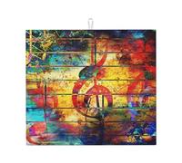Poadnly Imprimir Nota Musical de Madera Colorida,Alfombrillas absorbentes para secar Platos, para encimera de Cocina, 41 x 46 cm