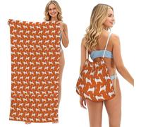 Poadnly Jack Russell Terriers Naranja Lindo Perro Jack Russells, Bolsa con Toalla Plegable 2 en 1, Toallas de Playa con Mochila de cordón para Viajes, Vacaciones y Acampada