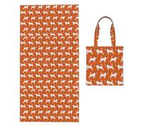 Poadnly Jack Russell Terriers Naranja Lindo Perro Jack Russells, Toalla Plegable 2 en 1, Toallas de Playa con Bolsa de Transporte para Viajes, Vacaciones y Camping.