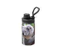 Poadnly Koala en una rama,Botella de agua aislada de 12 oz, taza de café de acero inoxidable, termo al vacío, botella de agua