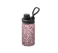 Poadnly Lentejuelas de oro rosa sobre fondo abstracto rosa,Botella de agua aislada de 12 oz, taza de café de acero inoxidable, termo al vacío, botella de agua